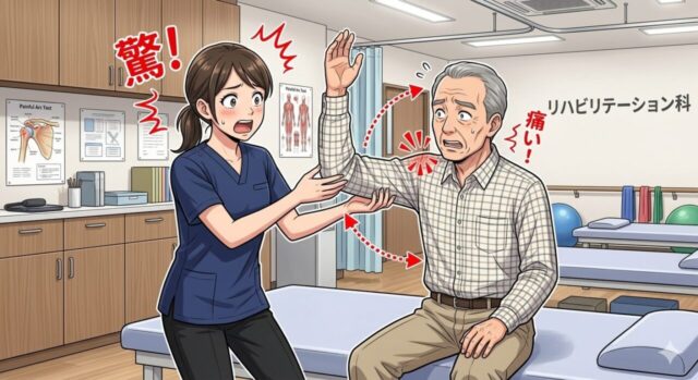五十肩の検査をしている様子